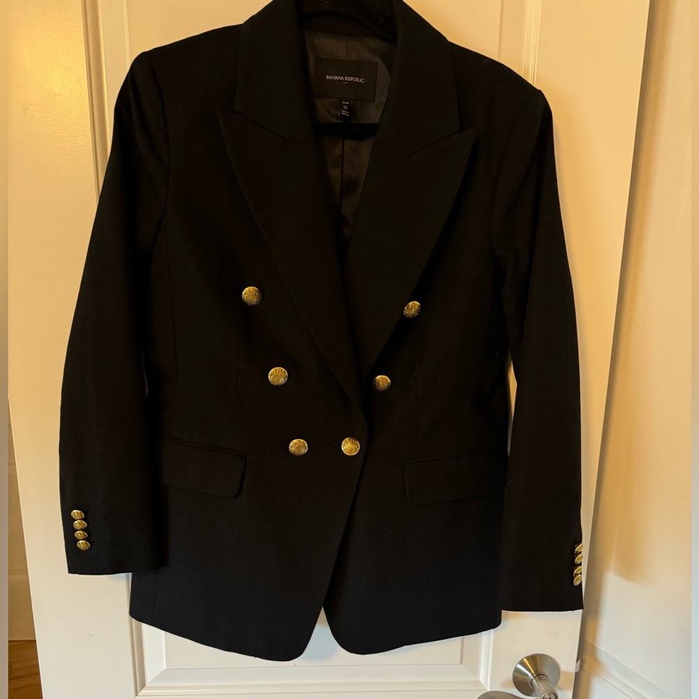 Banana Republic Black Double Breasted Blazer Jacket - 12 Petite. 12P.